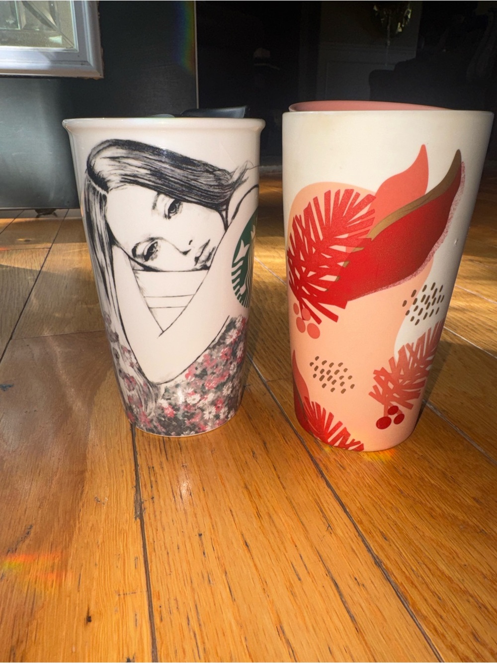 2 Starbucks Travel Ceramic Tumblers